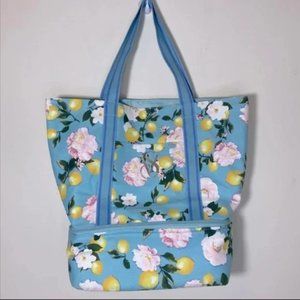 New W/ Tag Victorias Secret Lemon & Floral Cooler Beach Summer Tote Bag.